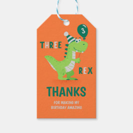 恐竜3頭のティラノサウルス 3歳の誕生日 ギフトタグ