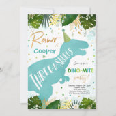 恐竜3-A-SaurusパーティーDino 3rd誕生日 招待状 (正面)