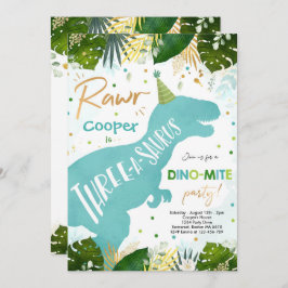 恐竜3-A-SaurusパーティーDino 3rd誕生日 招待状