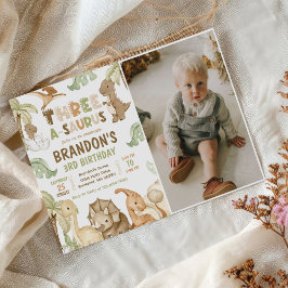 恐竜3-A-Saurus 3番目の誕生日パーティー写真 招待状