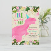 恐竜4体史野生パーティー誕生日 招待状 (スタンド正面)