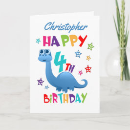 恐竜4歳の青い誕生日 カード