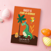恐竜4-A-Saurusキッズ4誕生日招待状 招待状