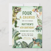 恐竜4-A-Saurus 4th誕生日パーティー 招待状 (正面)