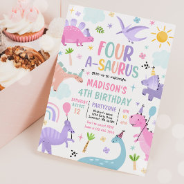 恐竜4-A-Saurus 4th誕生日パーティー 招待状