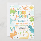 恐竜4-A-Saurus 4th誕生日パーティー 招待状 (正面)