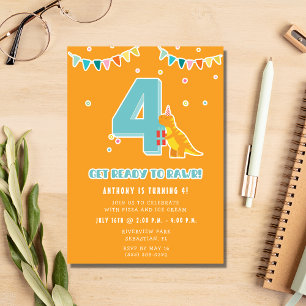 恐竜4th少年の誕生日パーティー 招待状