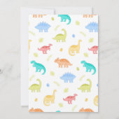 恐竜4th誕生日の少年ジャングルキッズtレックスブルー 招待状 (裏面)