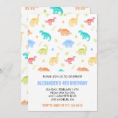 恐竜4th誕生日の少年ジャングルキッズtレックスブルー 招待状 (正面/裏面)