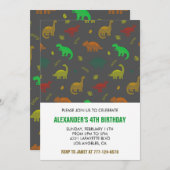 恐竜4th誕生日の招待キッズジャングルtレックス 招待状 (正面/裏面)