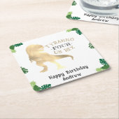 恐竜4th誕生日パーティー金ゴールドティラノサウルスレックス スクエアペーパーコースター (アングル)