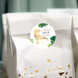 恐竜4th誕生日パーティー金ゴールドティラノサウルスレックス ラウンドシール