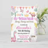 恐竜4th誕生日Four-A-Saurusパーティー 招待状 (スタンド正面)