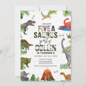 恐竜5サウルス5歳の誕生日パーティー 招待状 (正面)