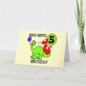 恐竜5人目の誕生日Tシャツと贈り物 カード (正面)