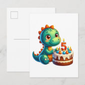 恐竜5歳の誕生日 インビテーションポストカード (正面/裏面)