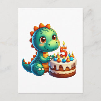 恐竜5歳の誕生日 インビテーションポストカード