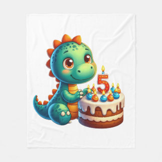 恐竜5歳の誕生日 フリースブランケット