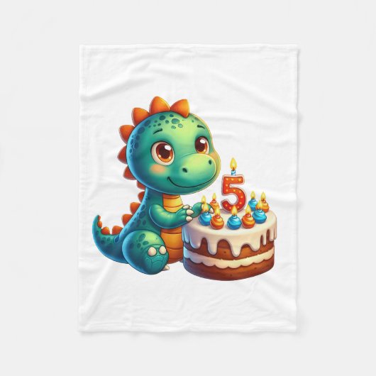 恐竜5歳の誕生日 フリースブランケット (正面)