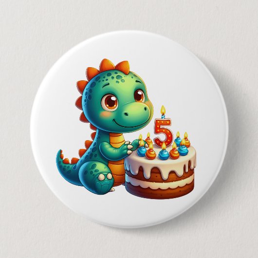 恐竜5歳の誕生日 缶バッジ (正面)