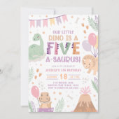 恐竜5番目の誕生日招待状。ファイヴベビーディノ 招待状 (正面)