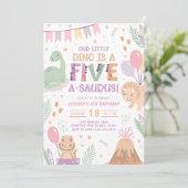 恐竜5番目の誕生日招待状。ファイヴベビーディノ 招待状 (スタンド正面)