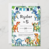 恐竜5番目の誕生日 招待状 (正面)