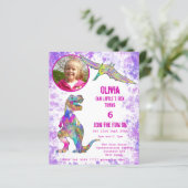 恐竜5誕生日Tレックスフォトパープルバジェット (スタンド正面)