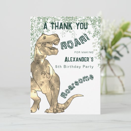 恐竜5th誕生日パーティーありがとう サンキューカード (スタンド正面)