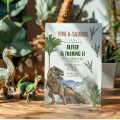 恐竜5th誕生日パーティーへの招待 セーブザデート