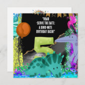 恐竜5th誕生日パーティー セーブザデート (正面/裏面)