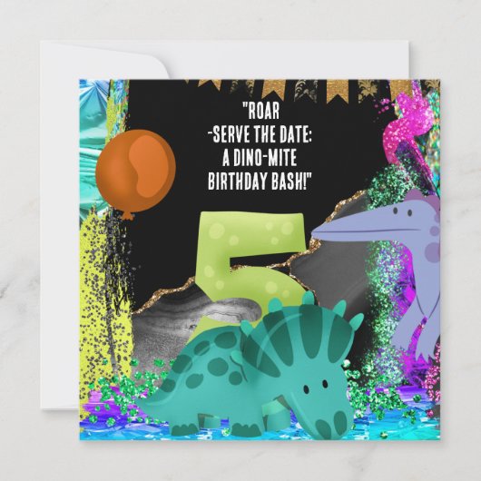 恐竜5th誕生日パーティー セーブザデート (正面)