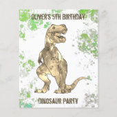 恐竜5th誕生日パーティーTレックス少年フォトグリーン (裏面)