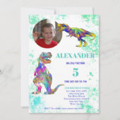 恐竜5th誕生日フォト招待状 招待状 (正面)