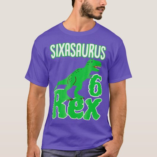 恐竜6誕生日シャツシックスサウルスレックス Tシャツ (正面)