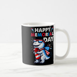 恐竜7月4日の花火アメリカの国旗Happy Me コーヒーマグカップ