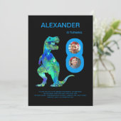 恐竜8thバースデーパーティーのカスタム写真 招待状 (スタンド正面)