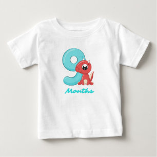 恐竜9カ月のかわいいベビーTシャツ ベビーTシャツ