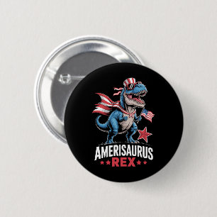恐竜 アメリカ独立記念日 アメリサウルス ティラノサウルス 面白い 缶バッジ