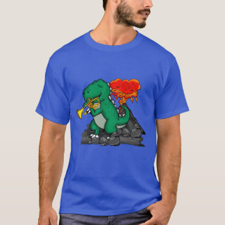 恐竜 ギフト トランペット 音楽 ビッグバンド トランペット レトロ Tシャツ