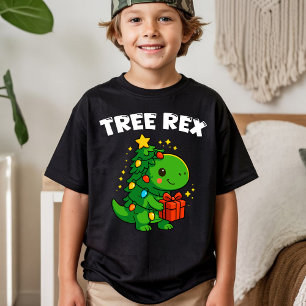 恐竜 クリスマスツリー ティラノサウルス かわいい恐竜 Xmas パーティー Tシャツ