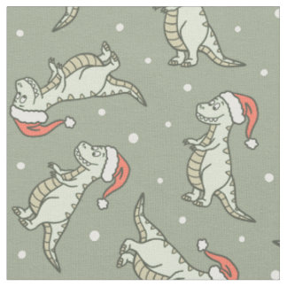 恐竜 クリスマス T-Rex ディノ セージグリーン 男の子 ファブリック