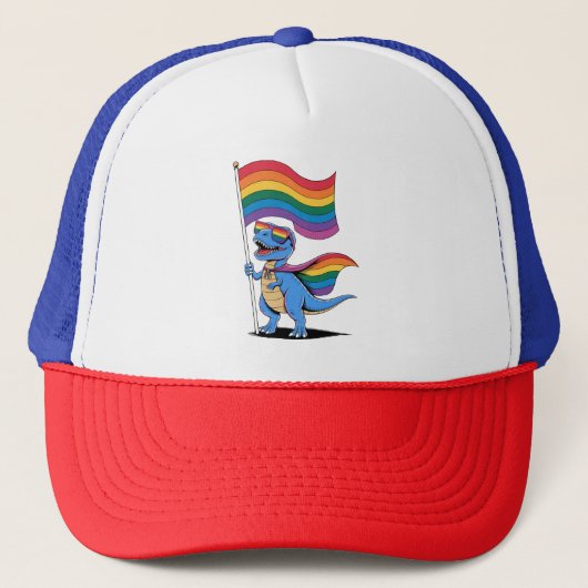 恐竜 ゲイ プライド LGBT レインボーフラッグ キャップ (正面)