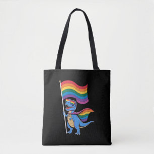 恐竜 ゲイ プライド LGBT レインボーフラッグ トートバッグ