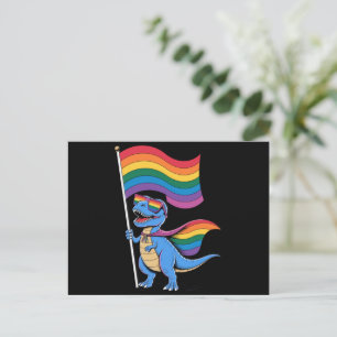 恐竜 ゲイ プライド LGBT レインボーフラッグ ポストカード