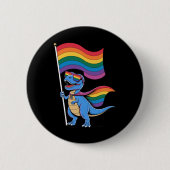 恐竜 ゲイ プライド LGBT レインボーフラッグ  缶バッジ (正面)