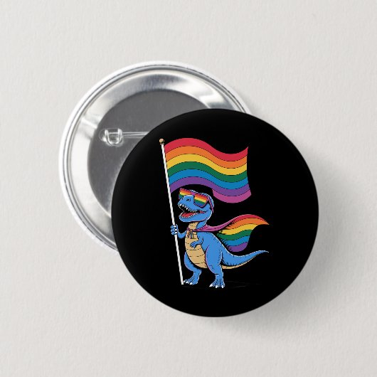 恐竜 ゲイ プライド LGBT レインボーフラッグ  缶バッジ (正面&裏面)