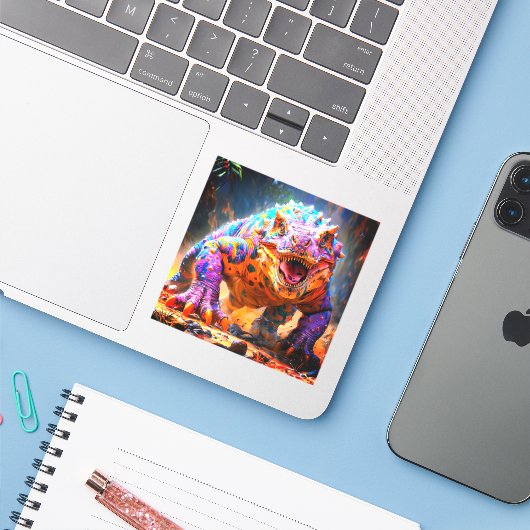 恐竜 シール (ノートパソコンとiPhone)