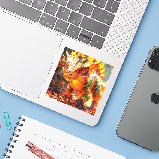 恐竜 シール (ノートパソコンとiPhone)