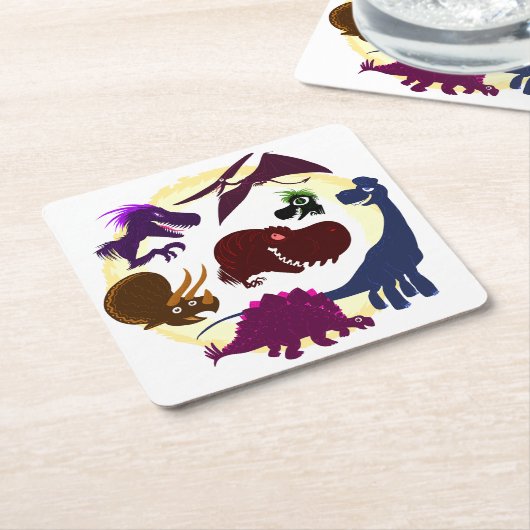 恐竜 スクエアペーパーコースター (アングル)